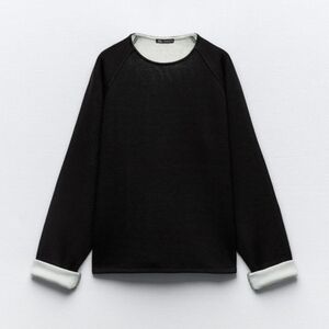 NWT Zara Women's Double-Sided Oversized Sweater/Sweatshirt, Black/White, Size S